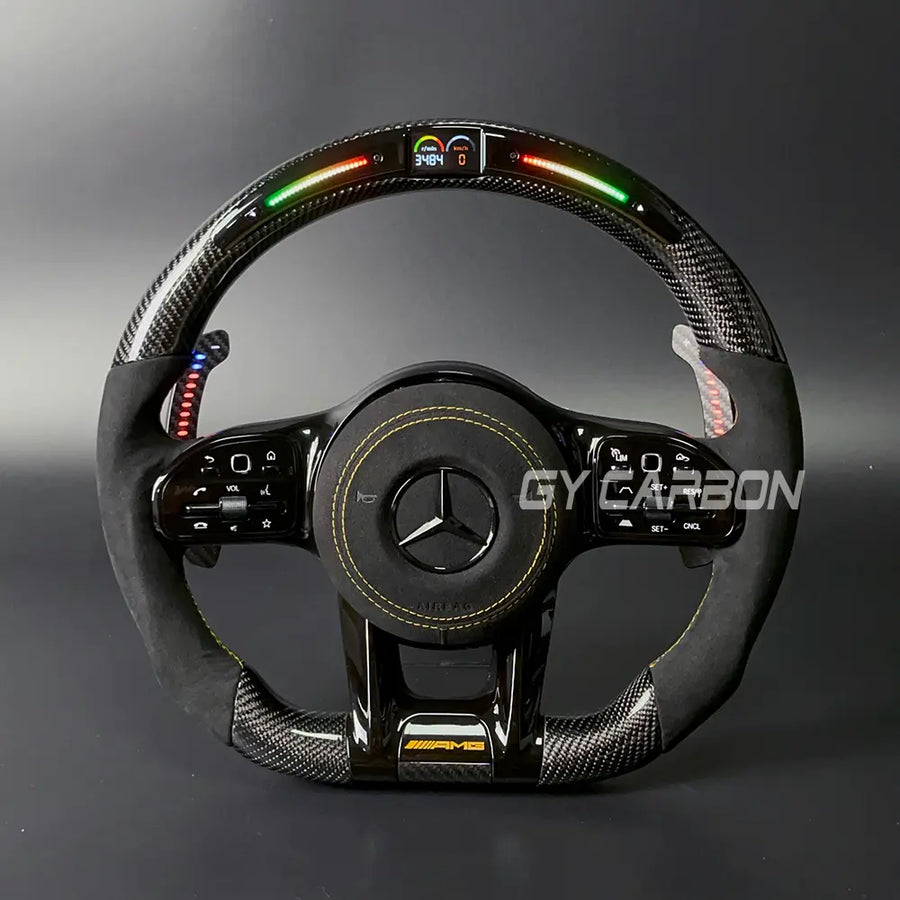 Carbon Fiber LED Steering Wheel For Mercedes-Benz AMG Models A C E GLE GLC S CLA C63 W204 W205