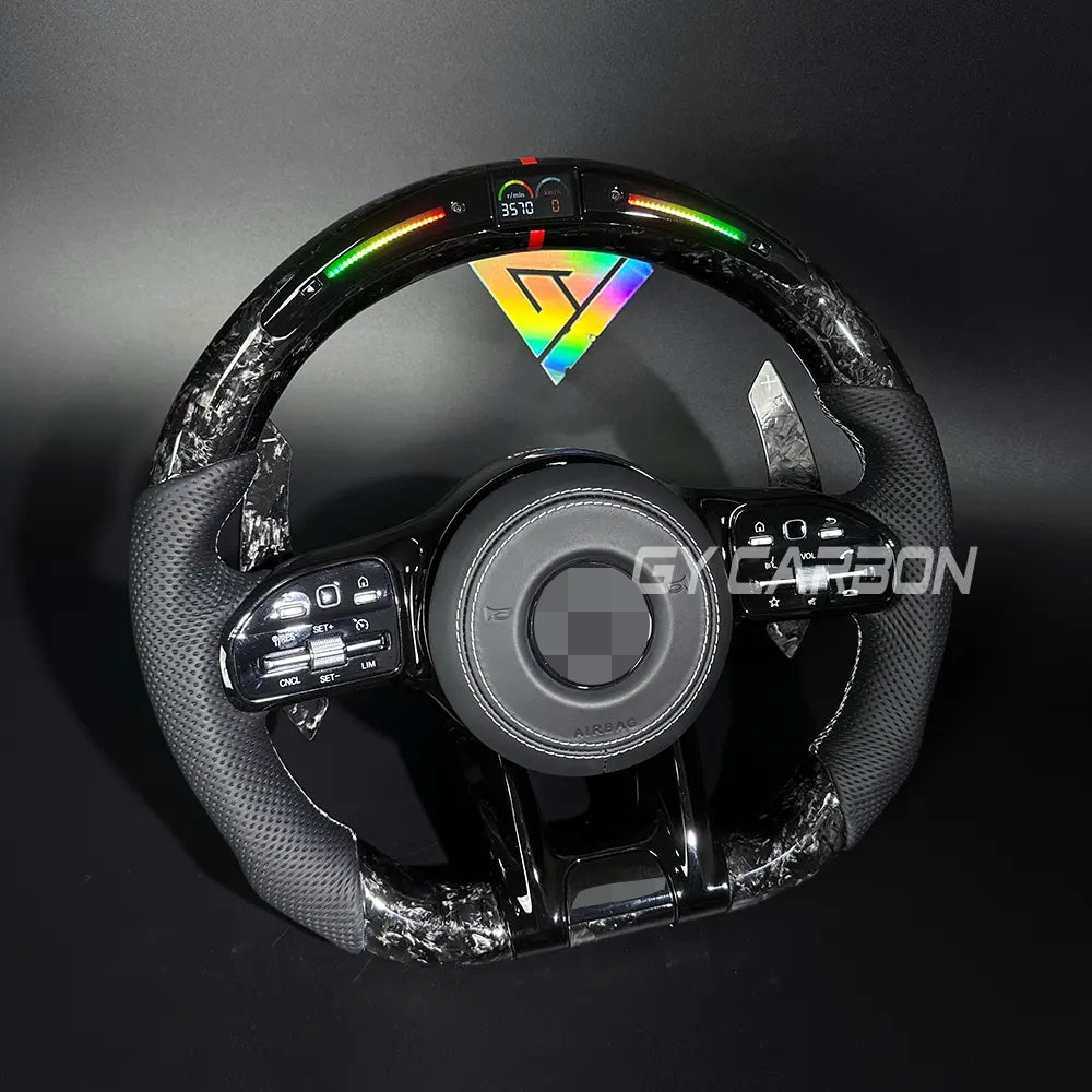 Forged Carbon Fiber LED Steering Wheel For Mercedes-Benz AMG Models A C E GLE GLC S CLA