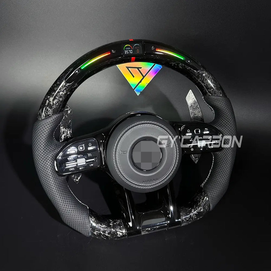 Forged Carbon Fiber LED Steering Wheel For Mercedes-Benz AMG Models A C E GLE GLC S CLA