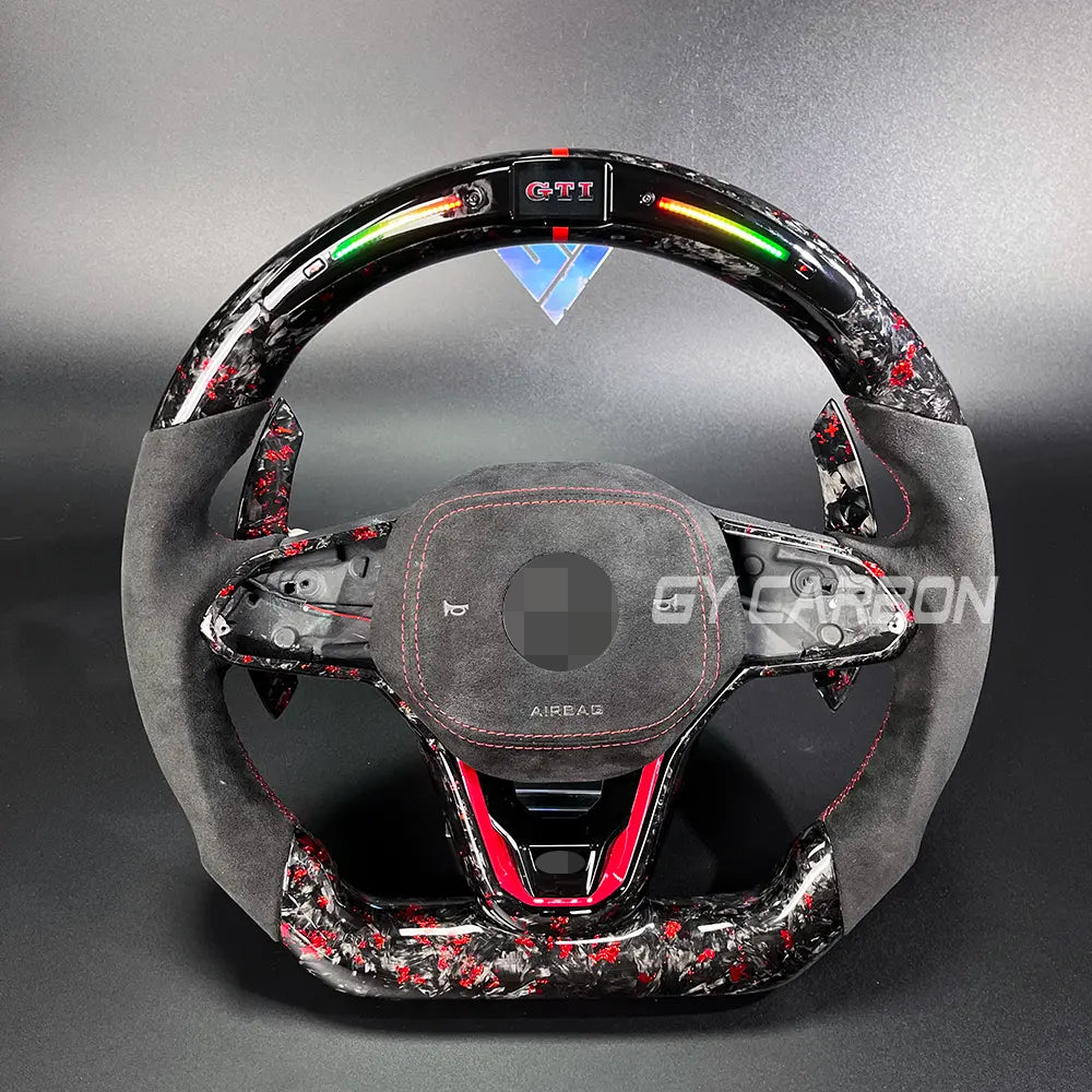 Forged Carbon Fiber LED Steering Wheel Fit For VW Golf MK8/8.5