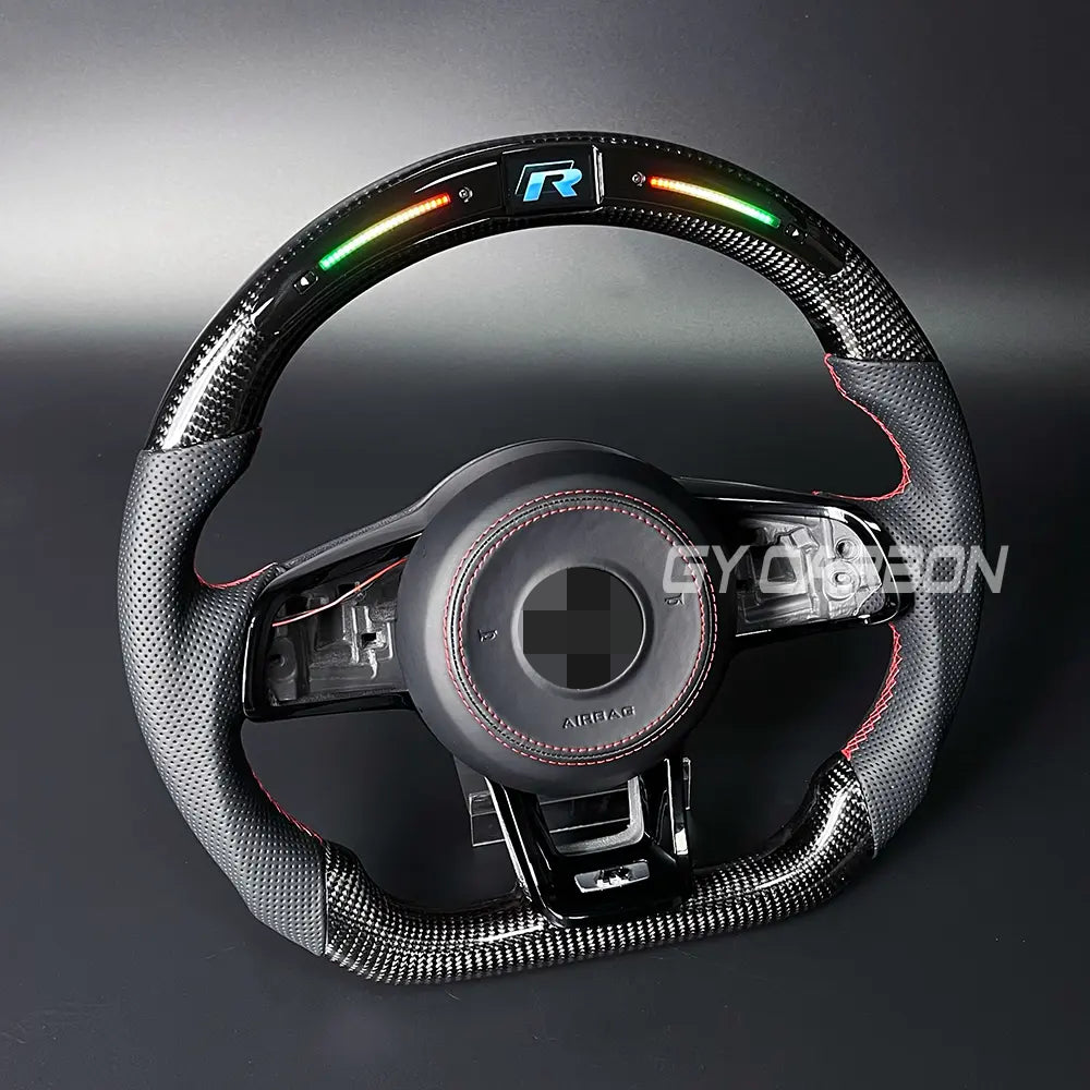 LED Steering Wheel For VW Golf 7 MK7 Mk7.5 GTI GTD 2014-2017 Carbon Fiber