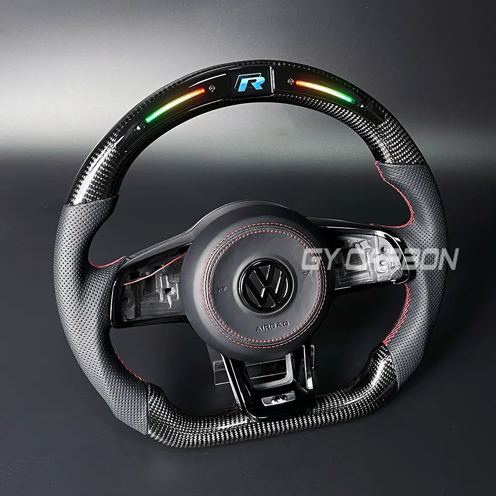 LED Steering Wheel For VW Golf 7 MK7 Mk7.5 GTI GTD 2014-2017 Carbon Fiber