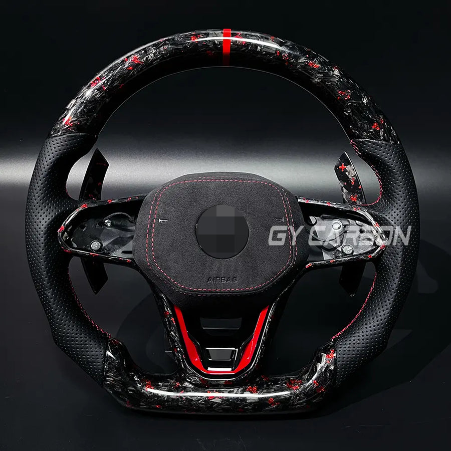 Forged Carbon Fiber Steering Wheel Fit For VW Golf R GTI