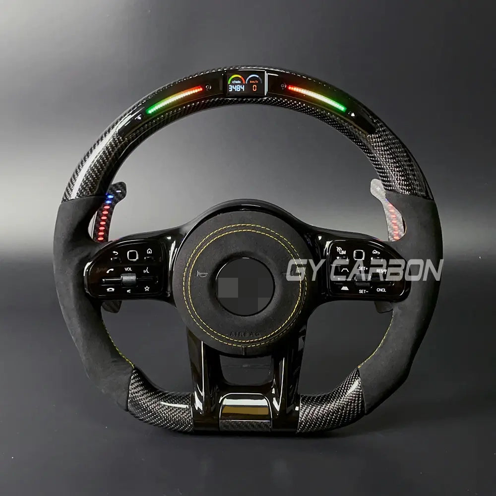 Carbon Fiber LED Steering Wheel For Mercedes-Benz AMG Models A C E GLE GLC S CLA C63 W204 W205