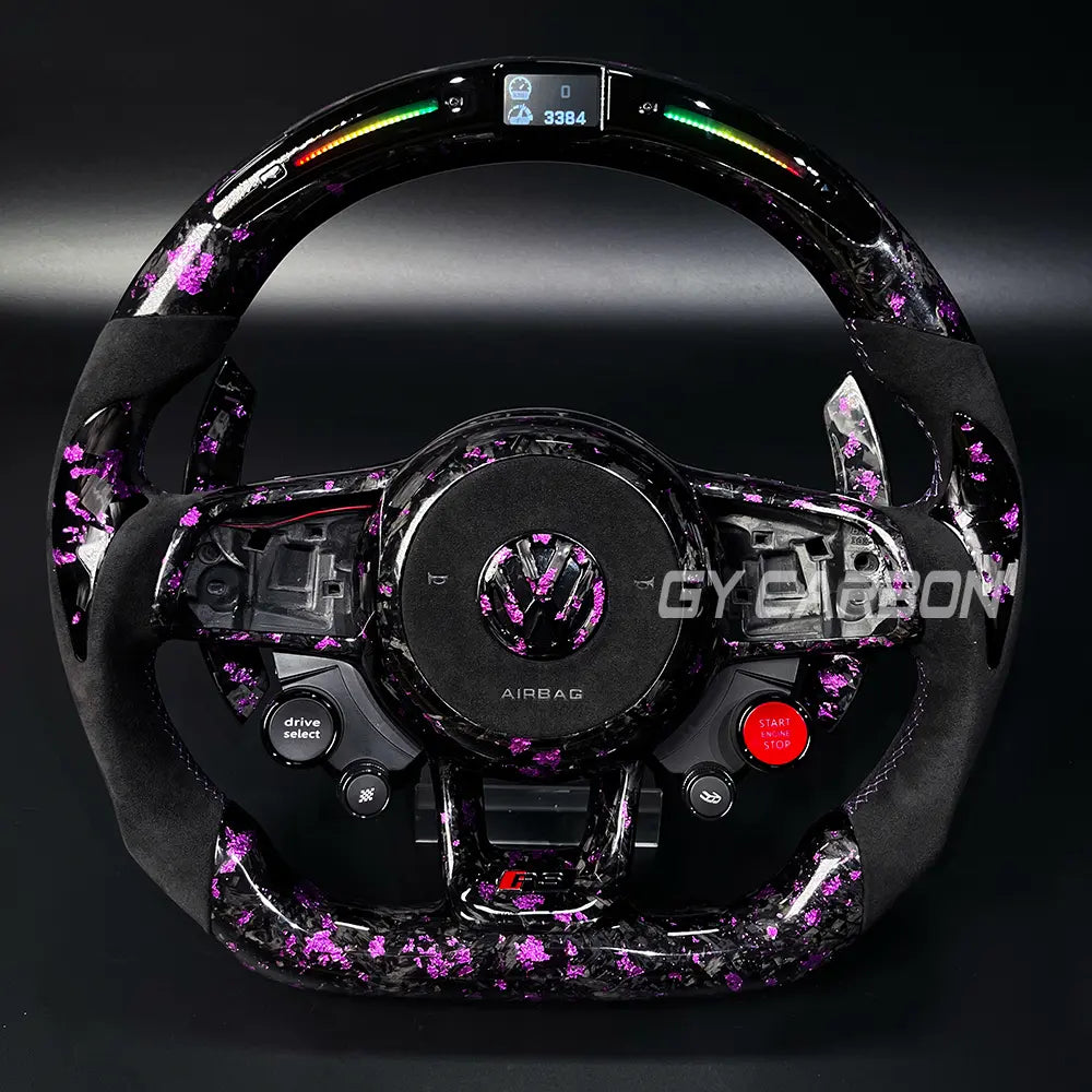 LED Steering Wheel For VW Golf R MK7 Mk7.5 Custom Forged Carbon