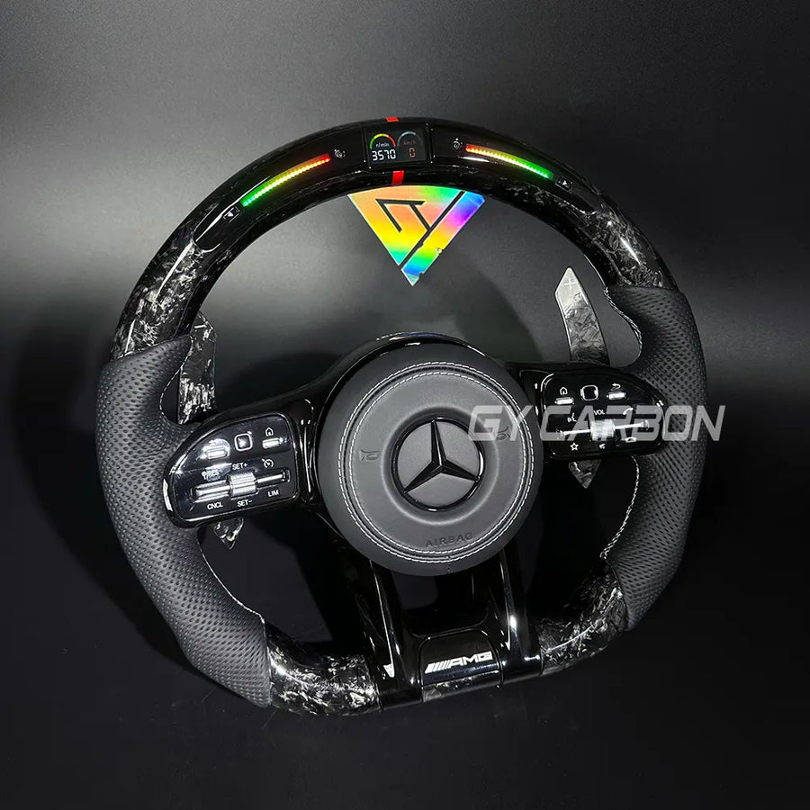 Forged Carbon Fiber LED Steering Wheel For Mercedes-Benz AMG Models A C E GLE GLC S CLA