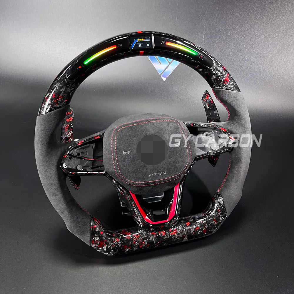Forged Carbon Fiber LED Steering Wheel Fit For VW Golf MK8/8.5