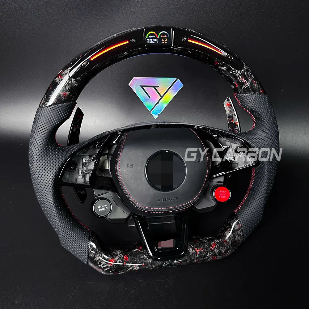 Custom Carbon Fiber LED Steering Wheel For Skoda VRS Octavia