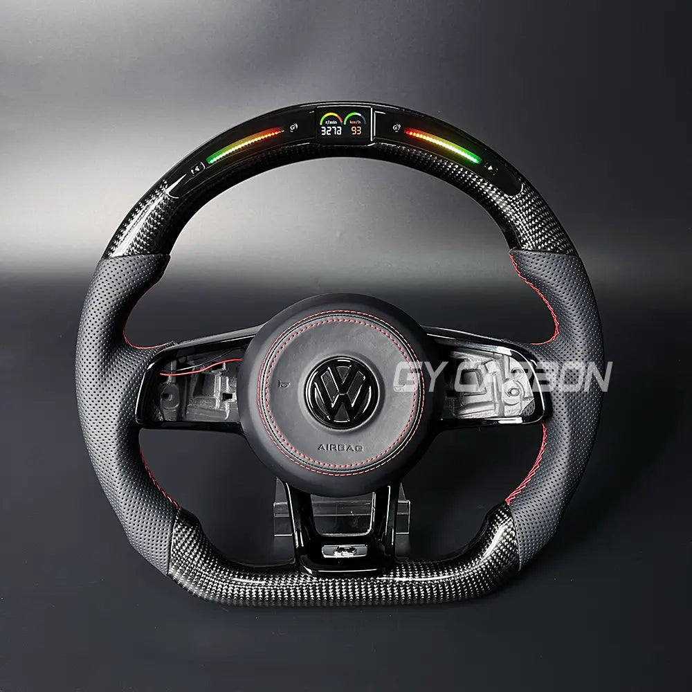LED Steering Wheel For VW Golf 7 MK7 Mk7.5 GTI GTD 2014-2017 Carbon Fiber