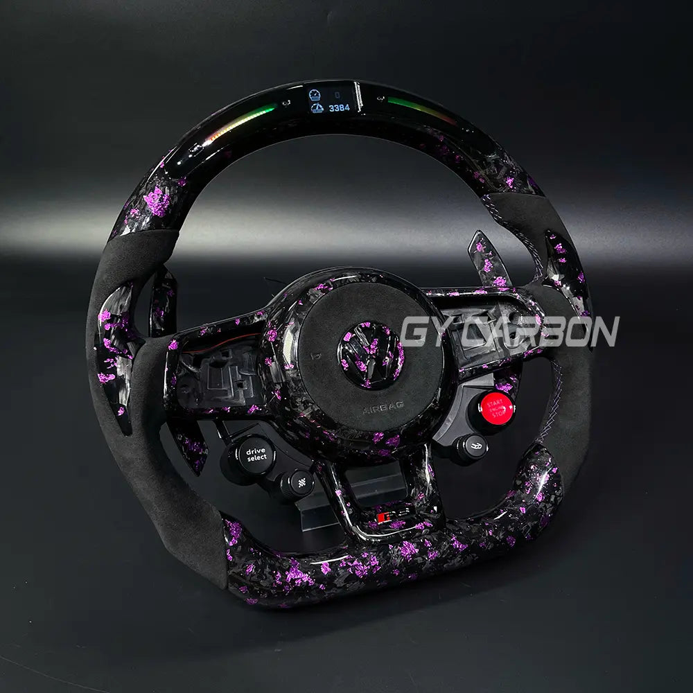 LED Steering Wheel For VW Golf R MK7 Mk7.5 Custom Forged Carbon