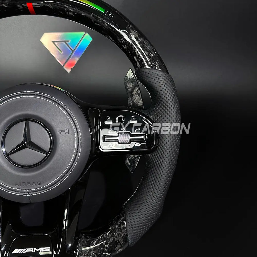 Forged Carbon Fiber LED Steering Wheel For Mercedes-Benz AMG Models A C E GLE GLC S CLA