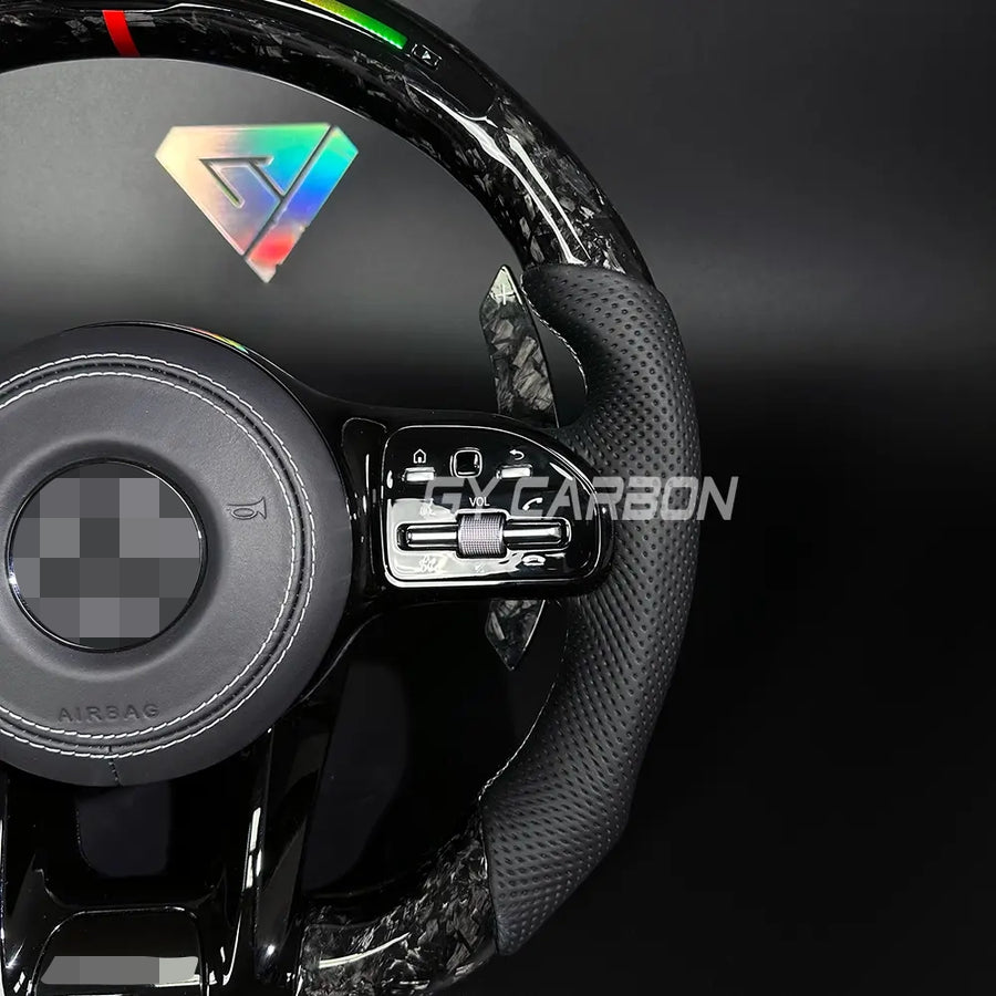 Forged Carbon Fiber LED Steering Wheel For Mercedes-Benz AMG Models A C E GLE GLC S CLA