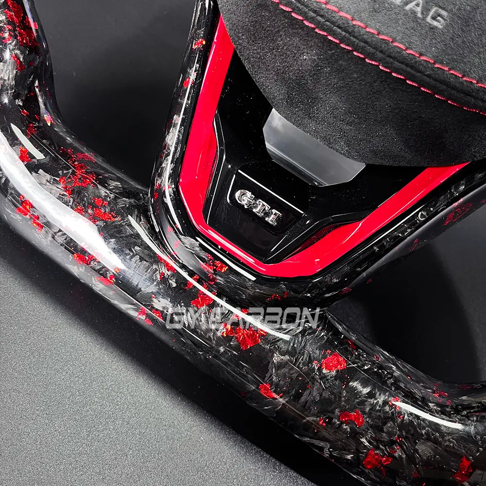 Forged Carbon Fiber LED Steering Wheel Fit For VW Golf MK8/8.5