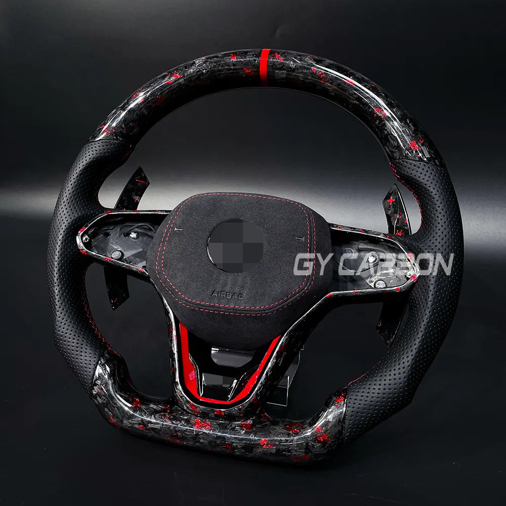 Forged Carbon Fiber Steering Wheel Fit For VW Golf R GTI