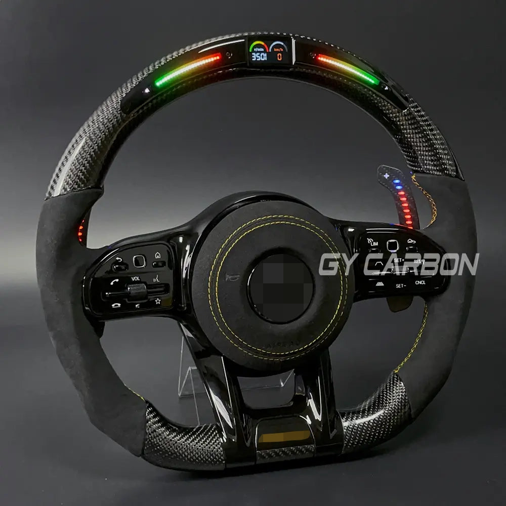 Carbon Fiber LED Steering Wheel For Mercedes-Benz AMG Models A C E GLE GLC S CLA C63 W204 W205