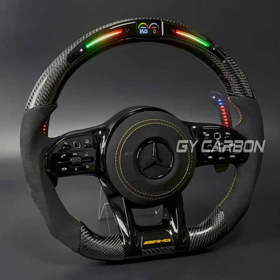 Carbon Fiber LED Steering Wheel For Mercedes-Benz AMG Models A C E GLE GLC S CLA C63 W204 W205