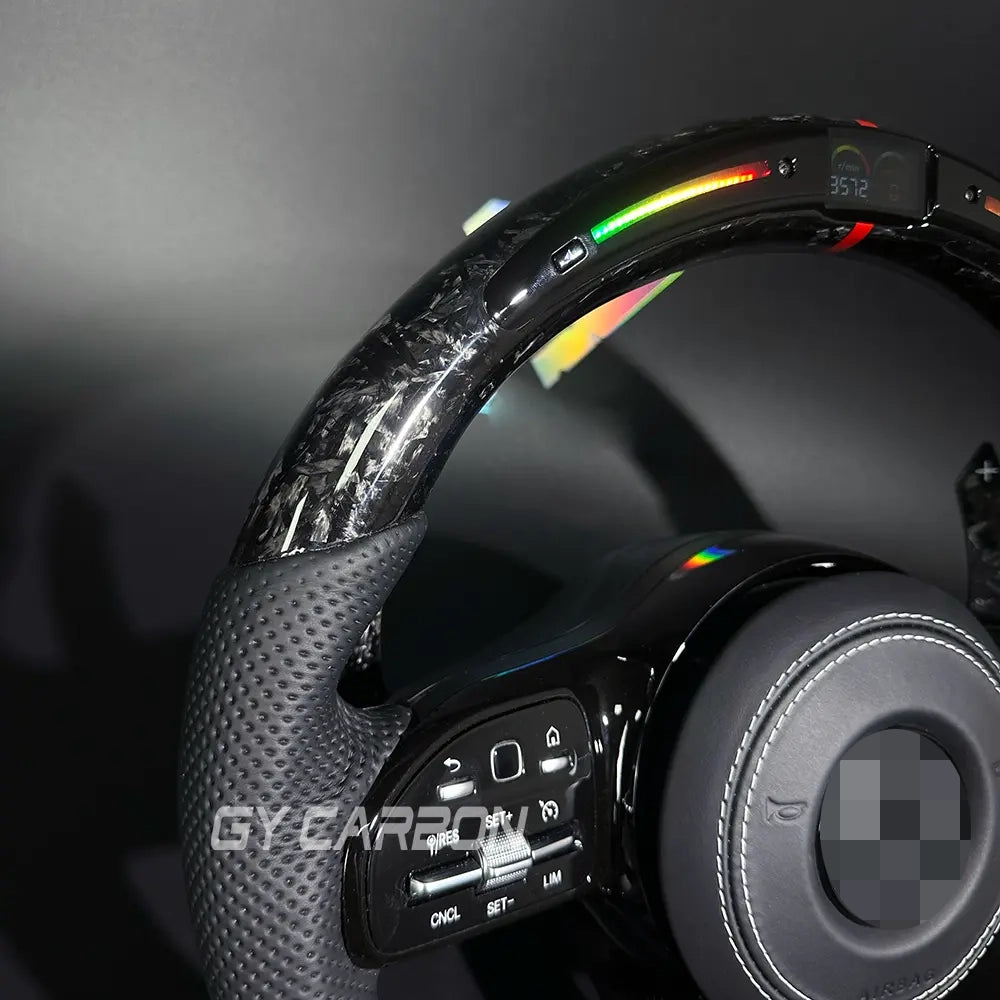 Forged Carbon Fiber LED Steering Wheel For Mercedes-Benz AMG Models A C E GLE GLC S CLA