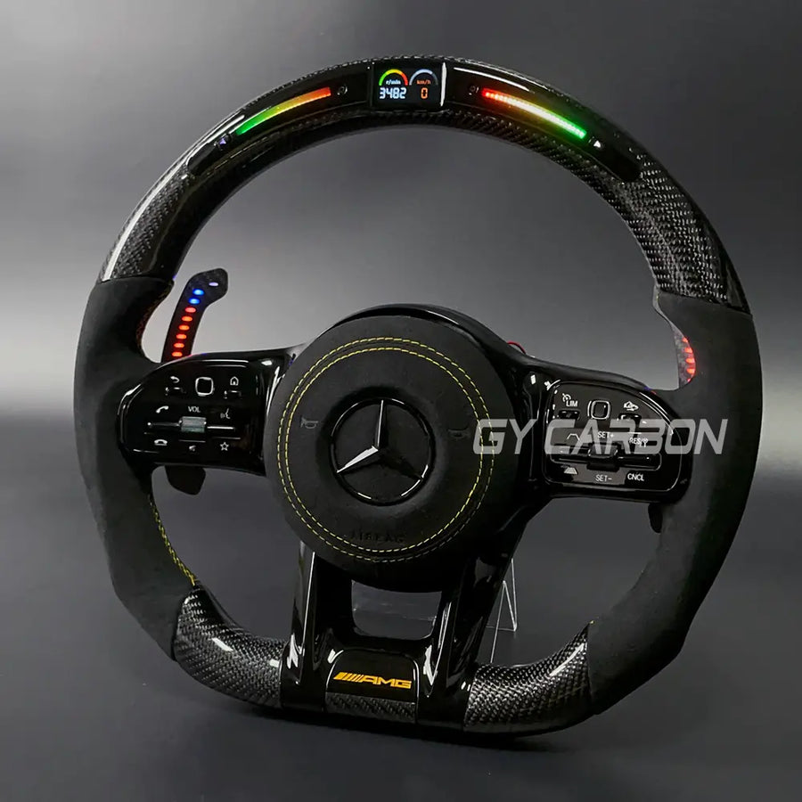 Carbon Fiber LED Steering Wheel For Mercedes-Benz AMG Models A C E GLE GLC S CLA C63 W204 W205