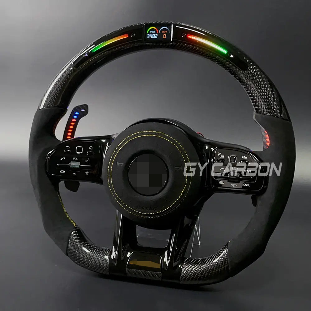 Carbon Fiber LED Steering Wheel For Mercedes-Benz AMG Models A C E GLE GLC S CLA C63 W204 W205