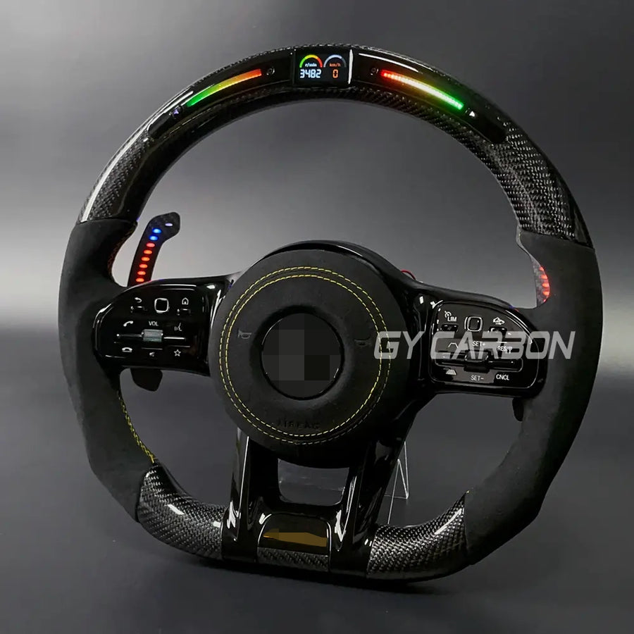 Carbon Fiber LED Steering Wheel For Mercedes-Benz AMG Models A C E GLE GLC S CLA C63 W204 W205