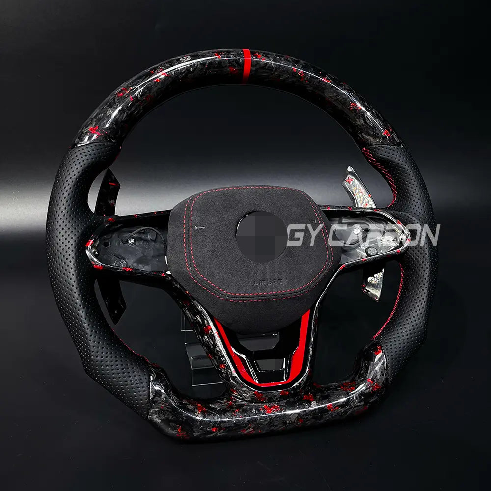 Forged Carbon Fiber Steering Wheel Fit For VW Golf R GTI