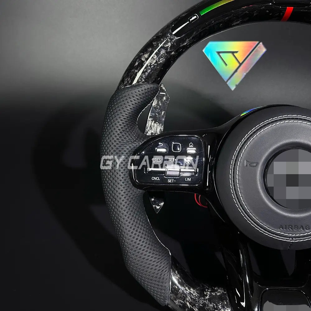 Forged Carbon Fiber LED Steering Wheel For Mercedes-Benz AMG Models A C E GLE GLC S CLA