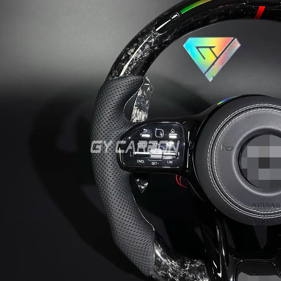 Forged Carbon Fiber LED Steering Wheel For Mercedes-Benz AMG Models A C E GLE GLC S CLA