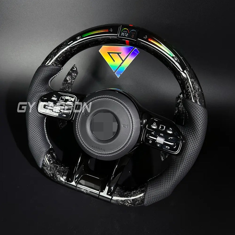 Forged Carbon Fiber LED Steering Wheel For Mercedes-Benz AMG Models A C E GLE GLC S CLA